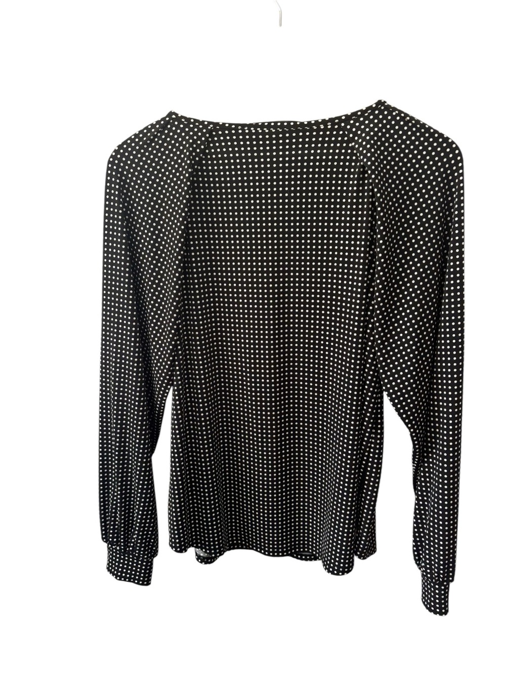 Banana Republic Polka Dot Blouse Size Medium Black/White Round Neck Long Sleeve - Picture 4 of 7